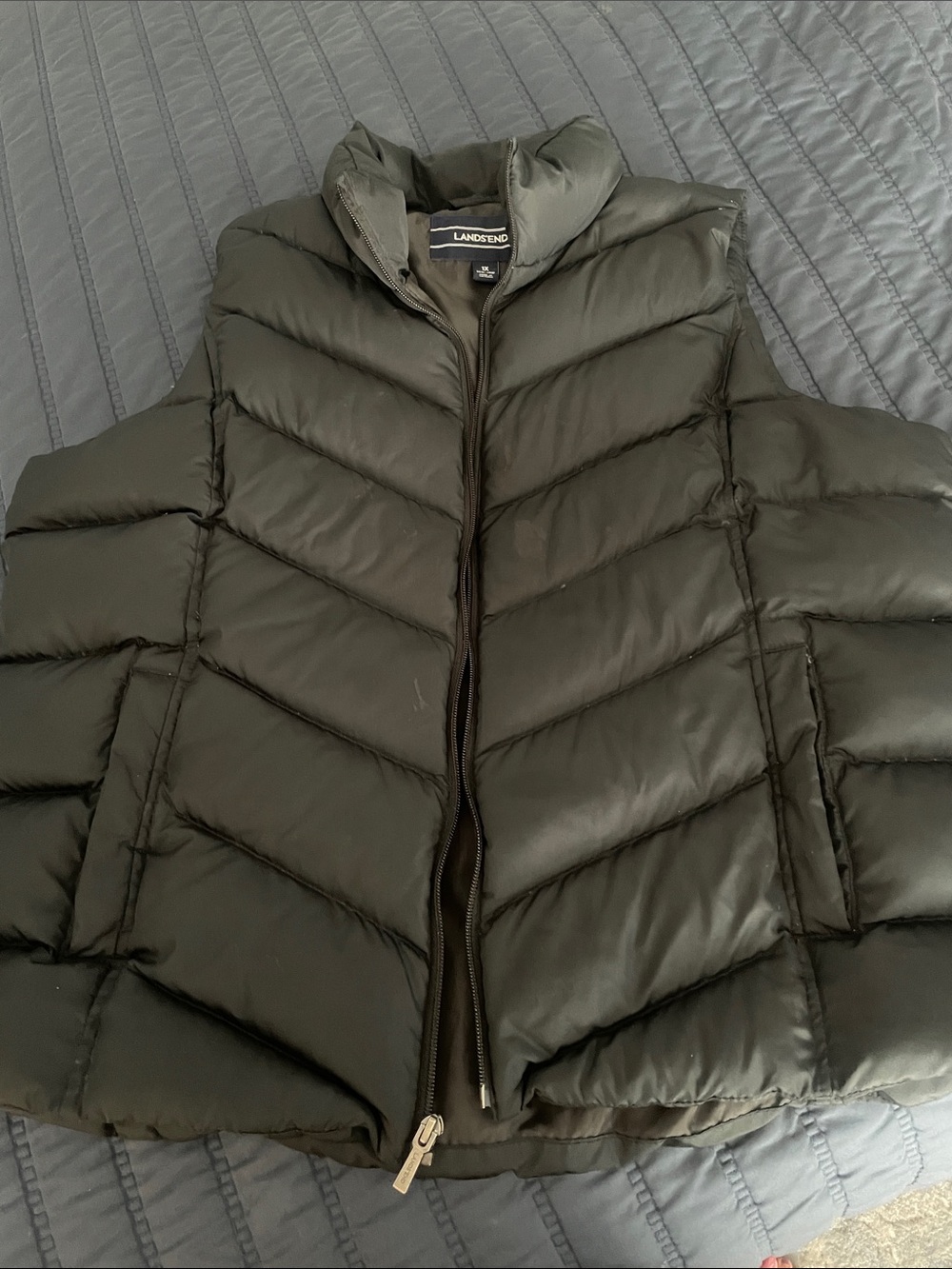 Lands' End Dark Olive Chevron Puffer